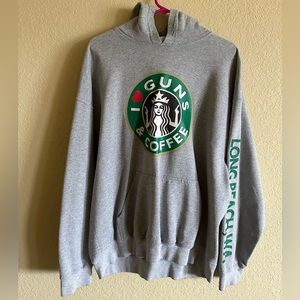 Starbucks vintage beach I love guns and coffee gray sweatshirt size xl